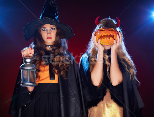 Хэллоуин портрет два фонарь Сток-фото © pressmaster