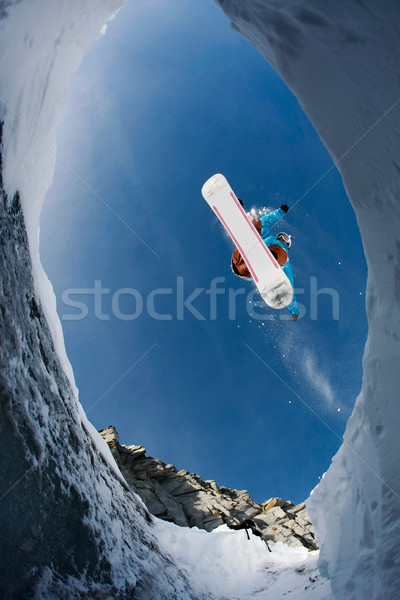 Adrenalin kilátás alatt agilis snowbordos magasugrás Stock fotó © pressmaster
