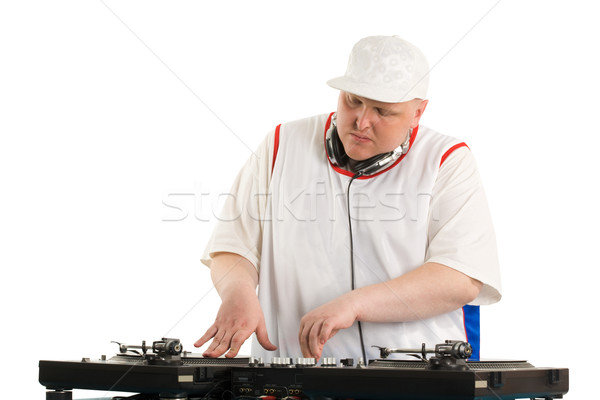 Foto stock: Jogar · deejay · retrato · inteligente · música · mão