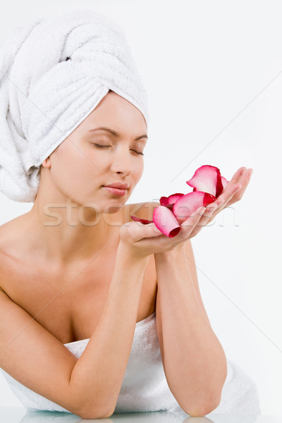 Szép illat fotó friss női élvezi Stock fotó © pressmaster