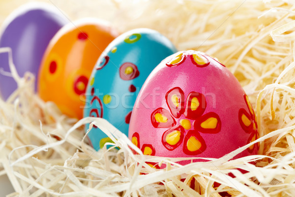 œufs de Pâques rangée décoré Pâques oeuf [[stock_photo]] © pressmaster