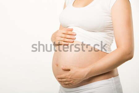 Stockfoto: Toekomst · moeder · afbeelding · zwangere · vrouw · aanraken · buik