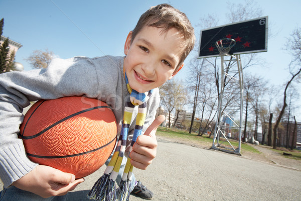 Foto stock: Chico · pelota · imagen · mirando · cámara