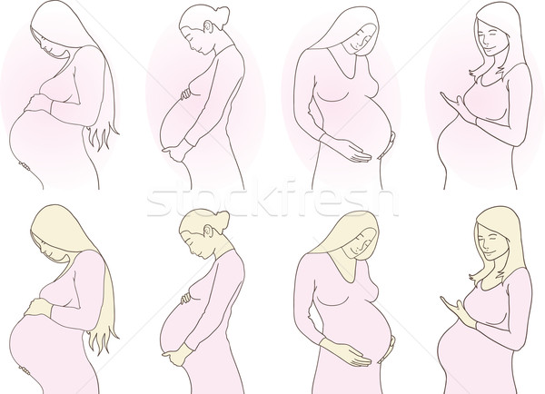 Zwangere vrouwen vector grafische illustratie mensen Stockfoto © pressmaster