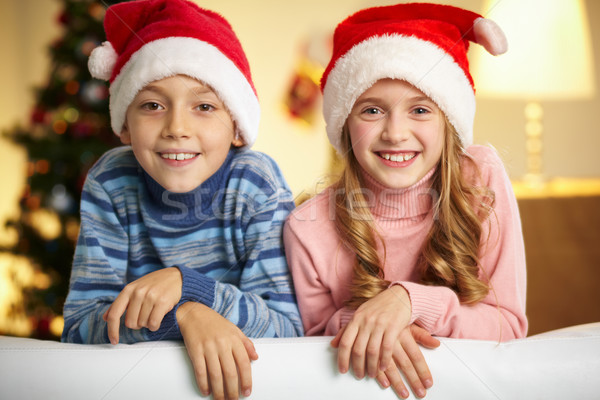 Junge Mädchen liebenswert Geschwister Hüte Stock foto © pressmaster