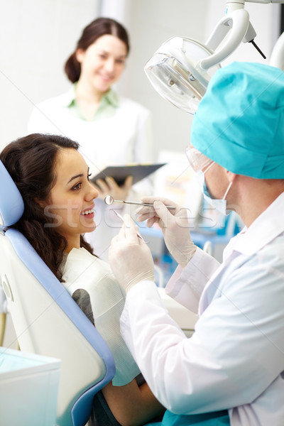 Zahnpflege jungen weiblichen Patienten Mädchen Mann Stock foto © pressmaster