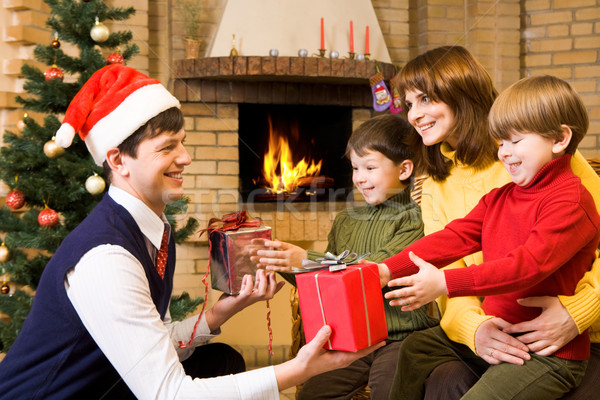 ストックフォト: クリスマス · 驚き · 肖像 · 幸せな家族 · 祝う · ホーム