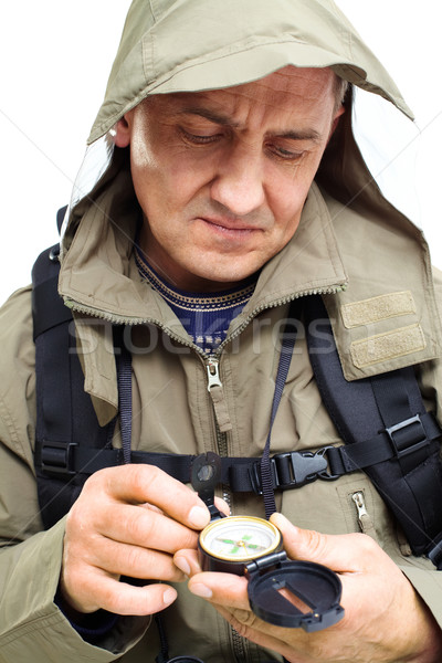 Stock photo: Man with compass