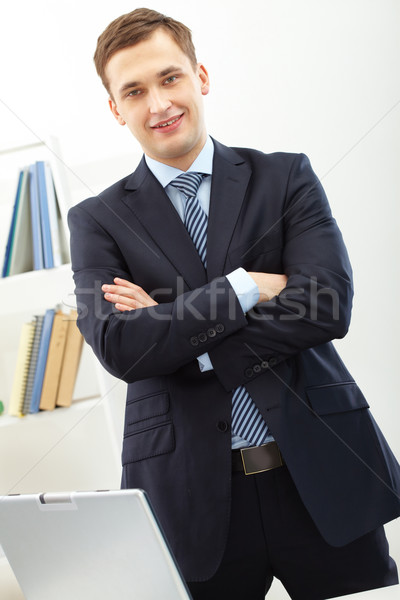 Geslaagd werkgever portret gelukkig man werkplek Stockfoto © pressmaster