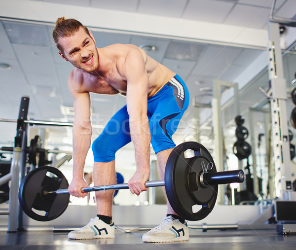 Schwierig Gewicht Porträt starken Sportler Heben Stock foto © pressmaster