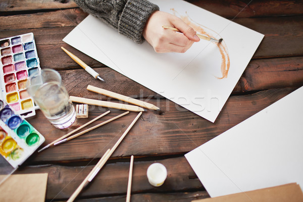Drawing in water-colors Stock photo © pressmaster