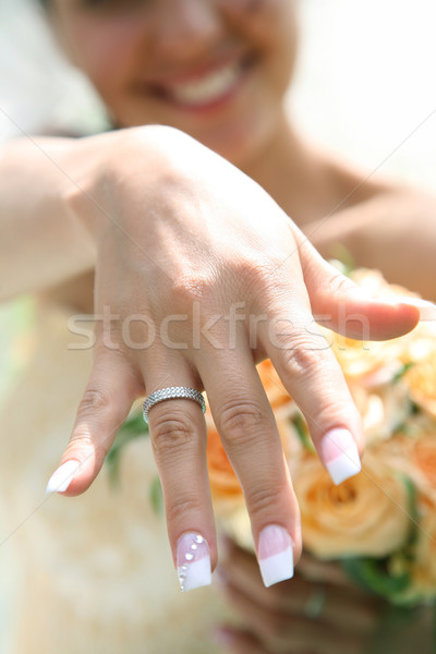 Jungvermählt Braut Hand Hochzeit Hintergrund Stock foto © pressmaster