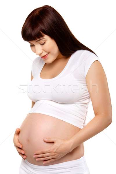 Agréable attentes portrait enceintes Homme regarder Photo stock © pressmaster