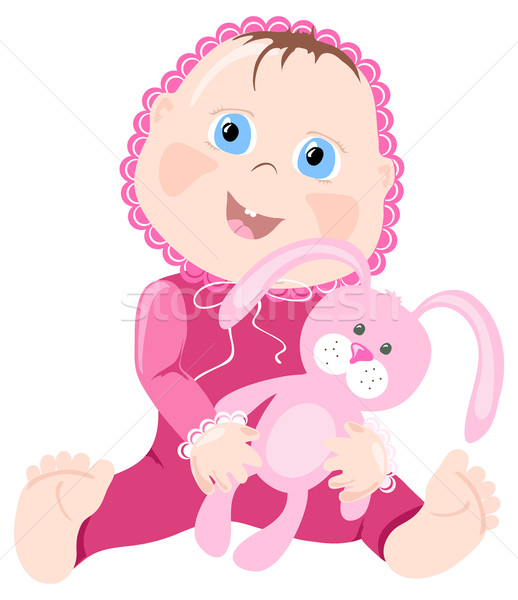 Stock photo: Infant with bunny  