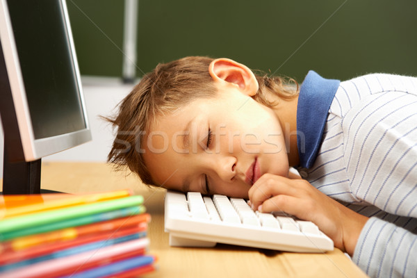 Nudny lekcja portret cute chłopak snem Zdjęcia stock © pressmaster