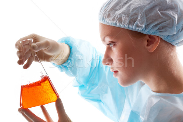 Deney ciddi bakıyor sıvı tıbbi Stok fotoğraf © pressmaster