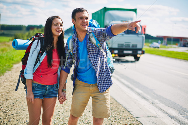 Hitch-hikers by highway Stock photo © pressmaster