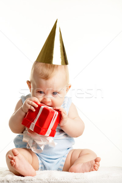 Baby with giftbox Stock photo © pressmaster