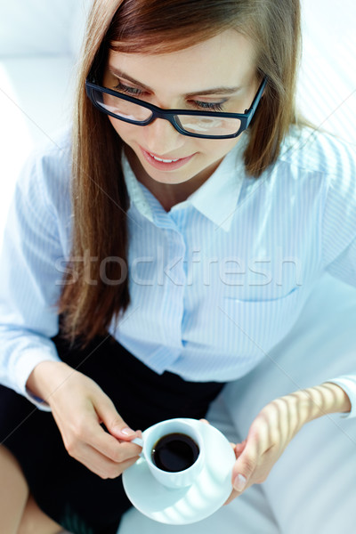 Pitnej kawy Fotografia dość kobieta interesu porcelana Zdjęcia stock © pressmaster