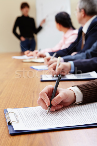 Előadás csetepaté üzletemberek készít jegyzetek üzlet Stock fotó © pressmaster