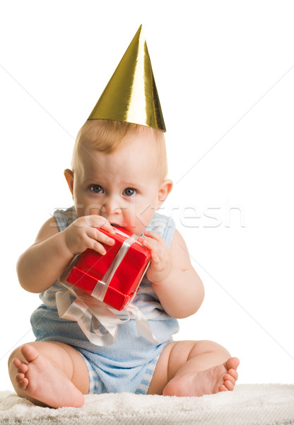 Baby with giftbox Stock photo © pressmaster