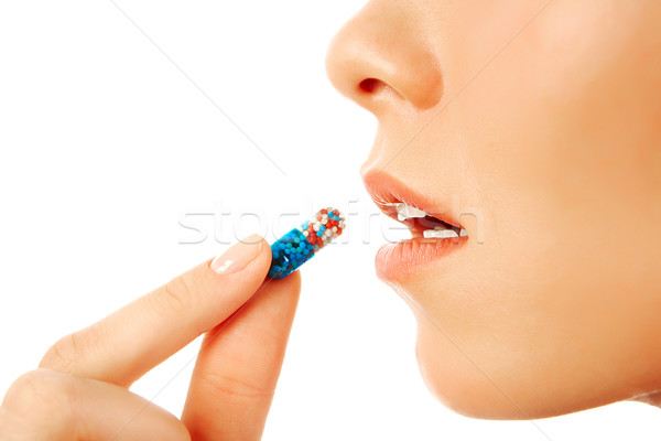 Pil profiel jonge vrouw mond Stockfoto © pressmaster