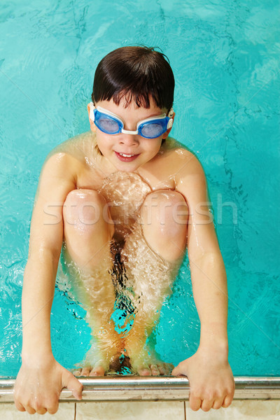 活躍 小伙子 照片 快樂 風鏡 游泳池 商業照片 © pressmaster