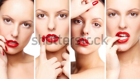 Photo stock: Femme · collage · lumineuses · maquillage · modèle