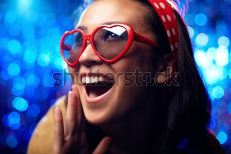 Gözlük kız gülen sevmek güzellik kulüp Stok fotoğraf © pressmaster