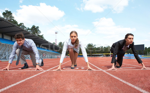 Stock foto: Karriere · Zeile · Geschäftsleute · bereit · Rennen · Stadion