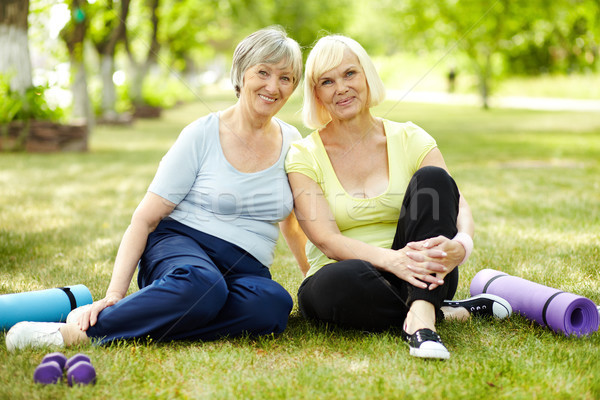 Stockfoto: Fitness · buitenshuis · portret · gezonde · volwassen · vrouwen