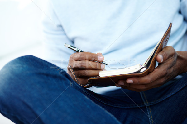 Stockfoto: Organiseren · werk · handen · jonge · afrikaanse · man