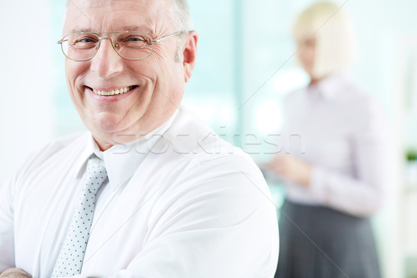 Blijde werkgever portret glimlachend baas naar Stockfoto © pressmaster