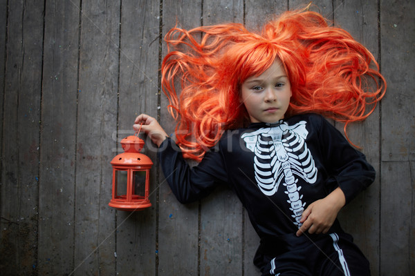 Halloween ragazza ritratto cute rosso parrucca Foto d'archivio © pressmaster