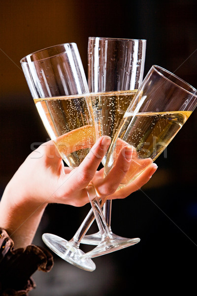 три очки шампанского стороны черный счастливым Сток-фото © pressmaster