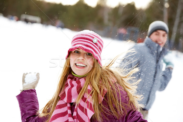 Spielen Bild anziehend Schneeball Stock foto © pressmaster