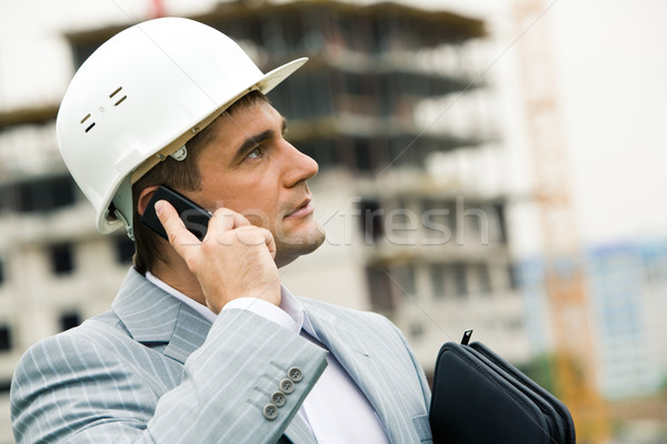 [[stock_photo]]: Appelant · photo · casque · téléphone · portable