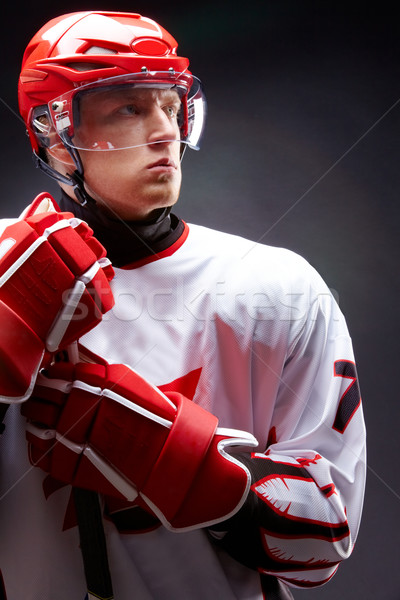 Stock foto: Hockey · Mann · Porträt · Sportler · einheitliche · schwarz
