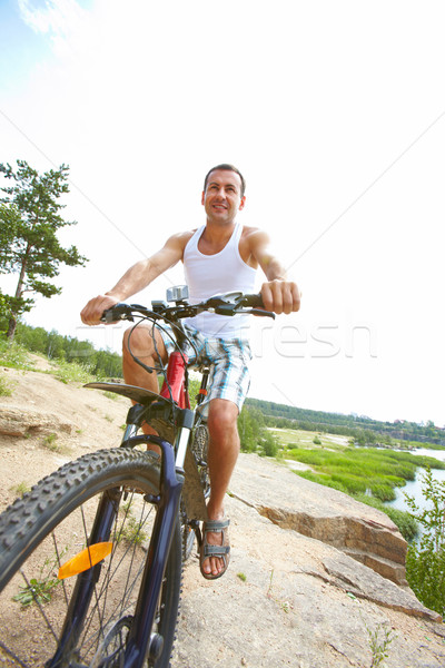 Stockfoto: Berg · fietsen · man · paardrijden · mountainbike · sport