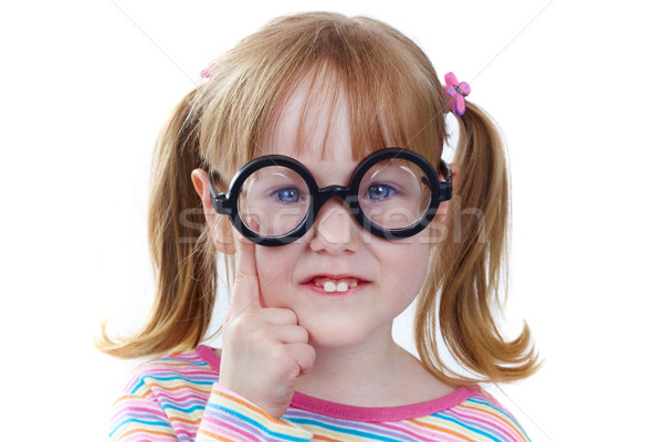 Tocilar portret fată amuzant ochelari Imagine de stoc © pressmaster