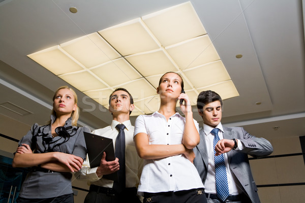 Stockfoto: Drukke · mensen · business · dame · roepen · cel