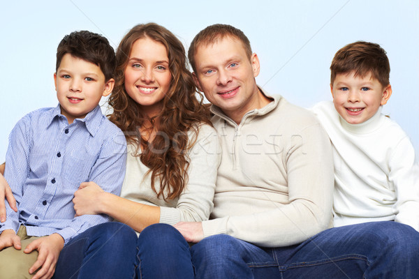 единения молодые семьи четыре глядя камеры Сток-фото © pressmaster