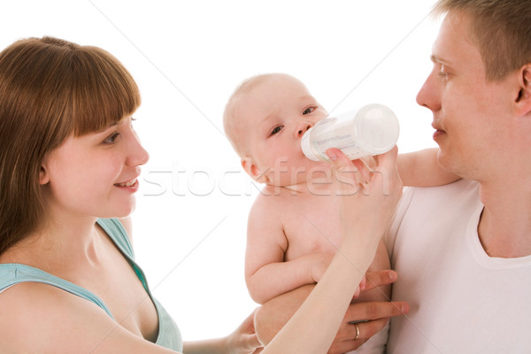 Stockfoto: Kinderopvang · afbeelding · baby · drinken · melk · fles