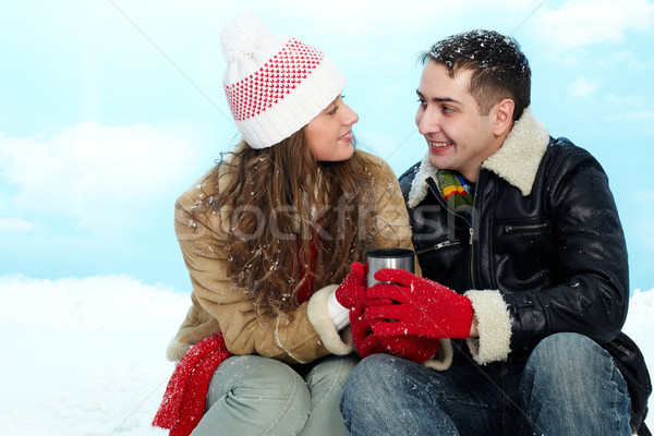 Thé temps portrait amoureuse couple potable [[stock_photo]] © pressmaster