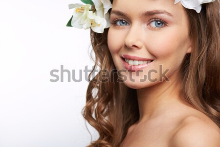 Parfait Homme jeune femme floral couronne [[stock_photo]] © pressmaster