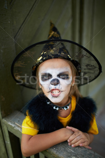 Foto stock: Halloween · aterrador · retrato · cute · nina · traje