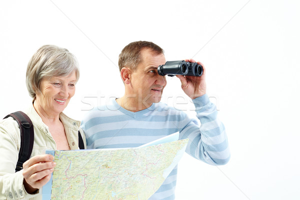 Mirando retrato feliz pareja de ancianos aprendizaje Foto stock © pressmaster