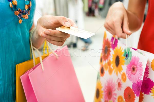 Stockfoto: Afdeling · store · vrouw · geld · zak