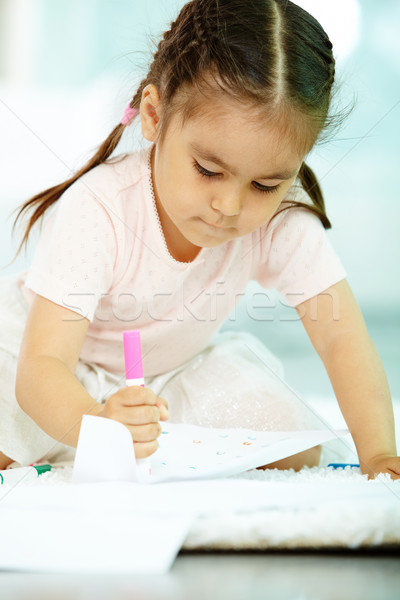 Foto stock: Bonitinho · artista · retrato · menina · highlighter