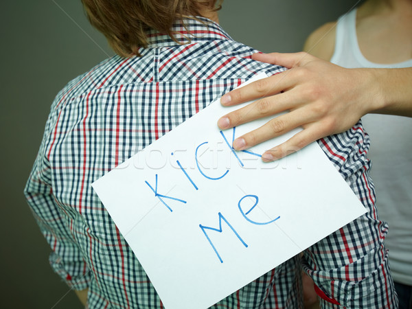 Grap vent hand teken jongen jeugd Stockfoto © pressmaster